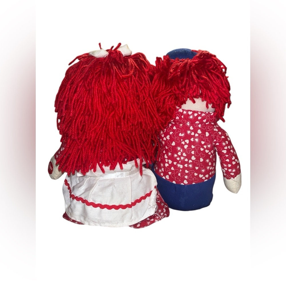 Heart-Themed Rag Doll Pair - Red and White - Picture 2 of 8